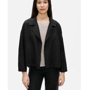 Elieen Fisher Size XS Black Tencel Linen Sub Jacket Blazer Oversized Drapey